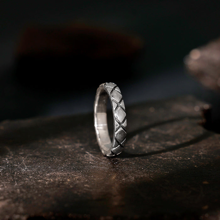 Oxidised Silver Rider Edge Ring For Him