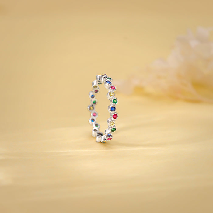 Silver Colourful Elegant Ring