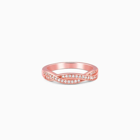 Rose Gold Sparkling Spiral Ring