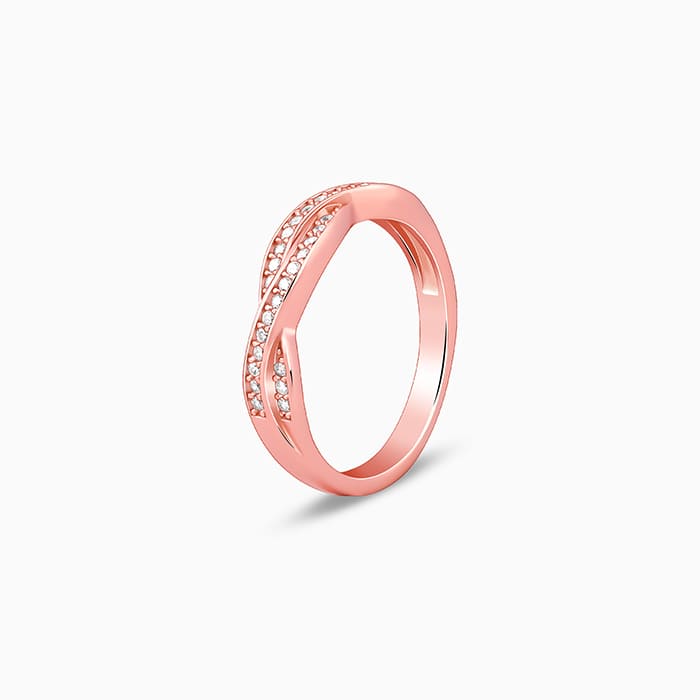 Rose Gold Sparkling Spiral Ring