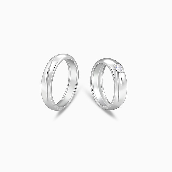 Silver Tied Together Couple Rings
