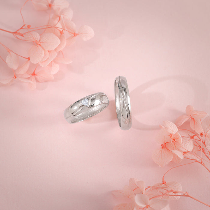 Silver Tied Together Couple Rings