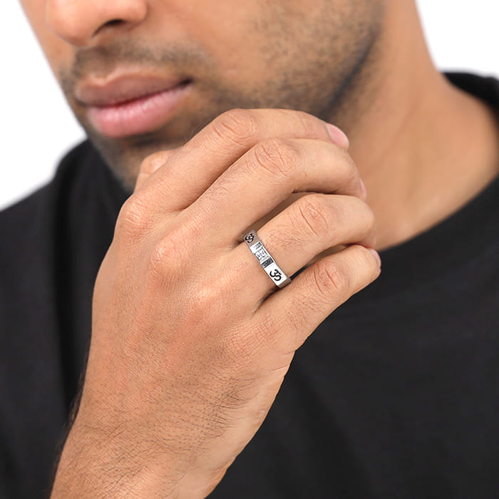 Silver Om Ring For Men