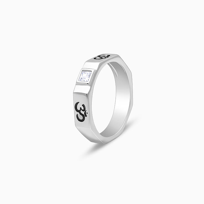 Silver Om Ring For Men