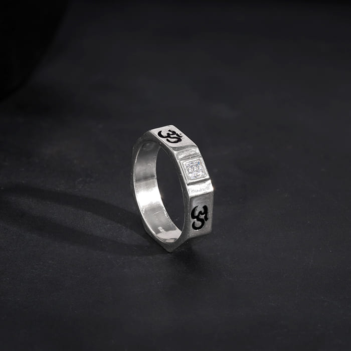 Silver Om Ring For Men