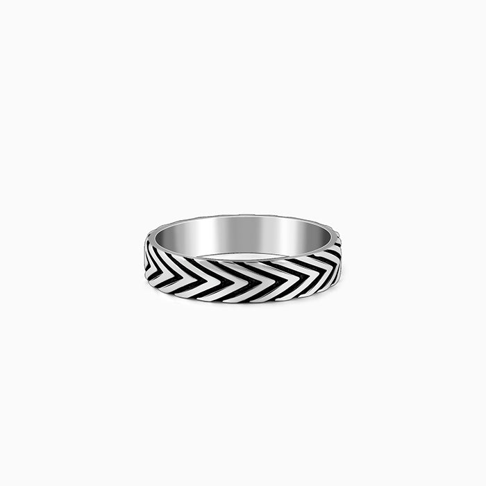 Oxidised Silver Chevron Ring For Him