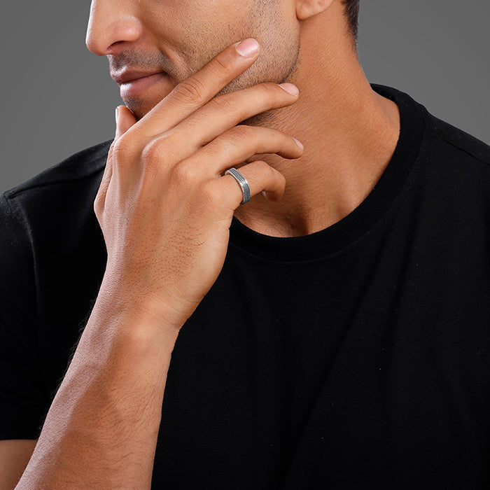 Oxidised Silver Meraki Ring For Him