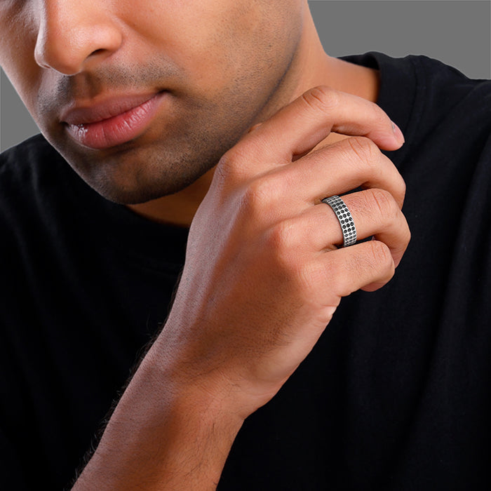 Oxidised Silver Lucifer Ring For Him