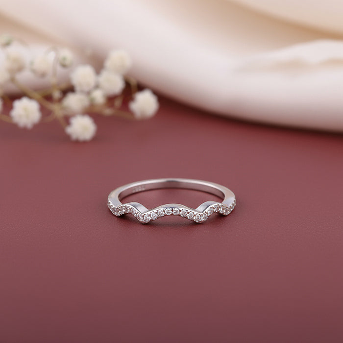Silver Shinning Wave Ring