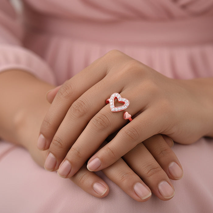 Rose Gold Heart Connection Ring