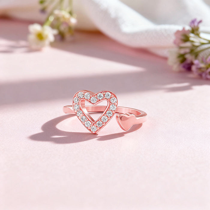 Rose Gold Heart Connection Ring