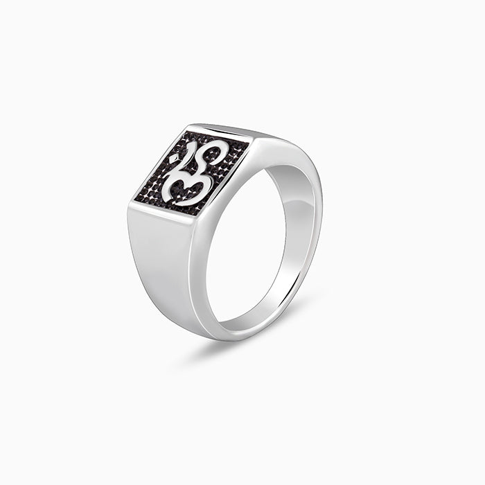 Oxidised Silver Om Ring For Him