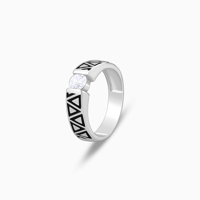 Silver Geometric Majesty Ring For Him