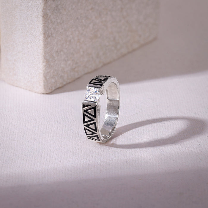 Silver Geometric Majesty Ring For Him
