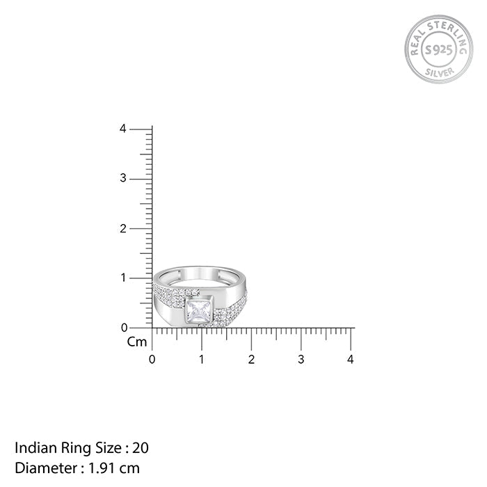 Silver Regal Square Ring For Him
