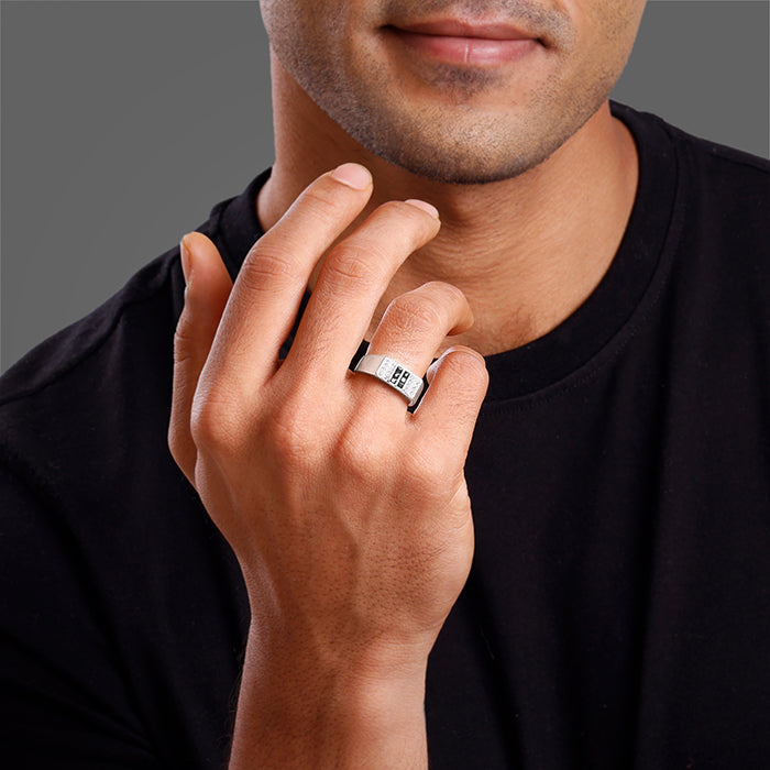 Silver Eminent Glow Ring For Him
