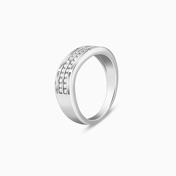 Silver Shimmer Wave Ring For Him