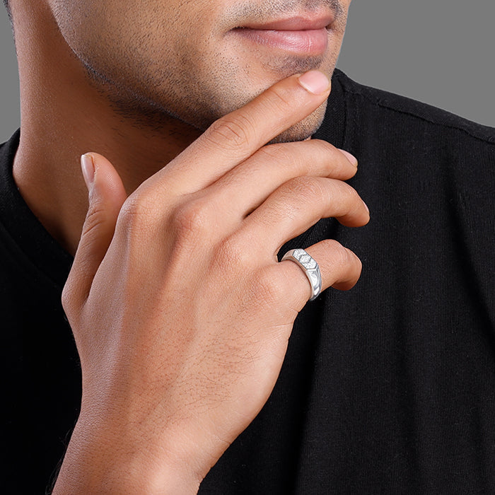 Silver Royal Facet Ring For Him