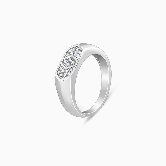 Silver Royal Facet Ring For Him