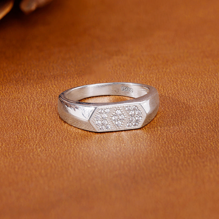 Silver Royal Facet Ring For Him