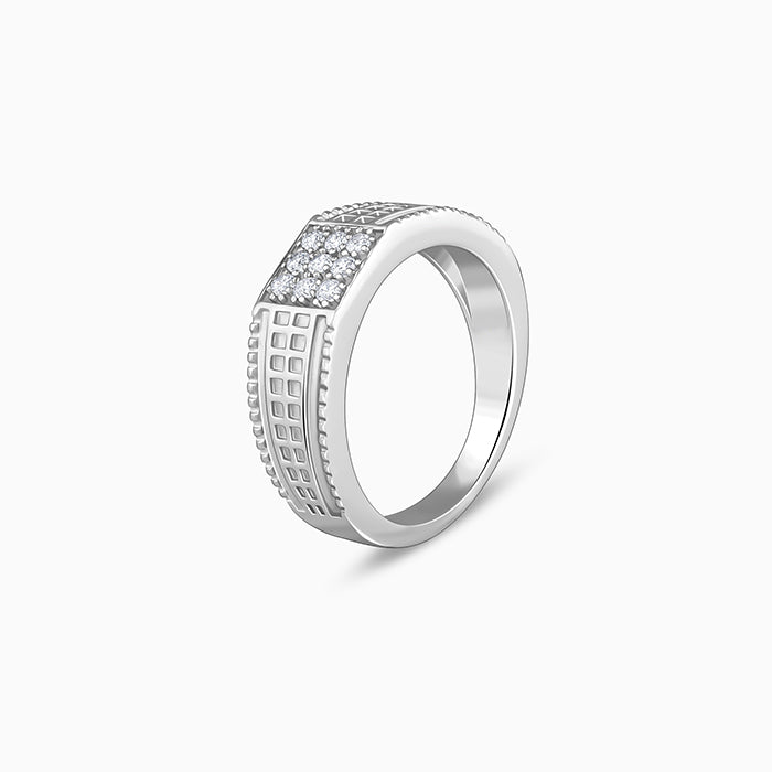 Silver Lustrous Square Ring For Him