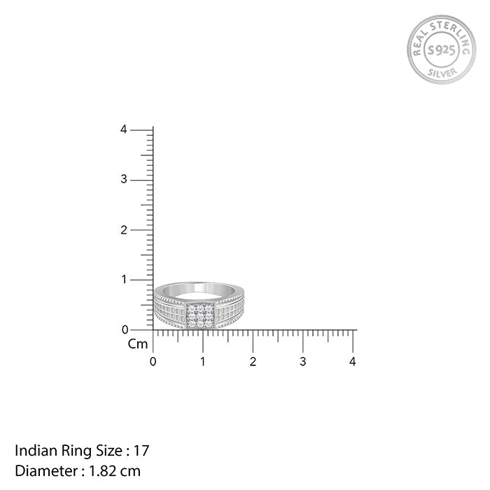 Silver Lustrous Square Ring For Him