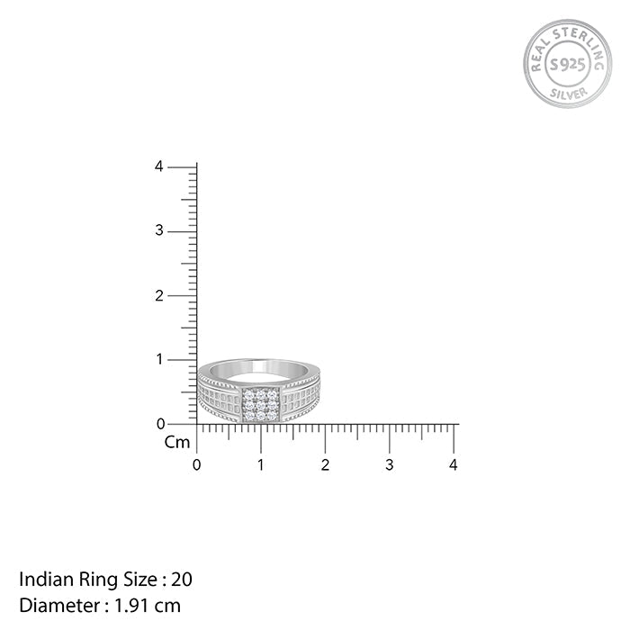 Silver Lustrous Square Ring For Him