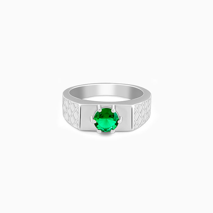 Silver Green Enigma Ring For Him