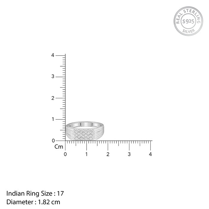 Silver Textured Edge Ring For Him
