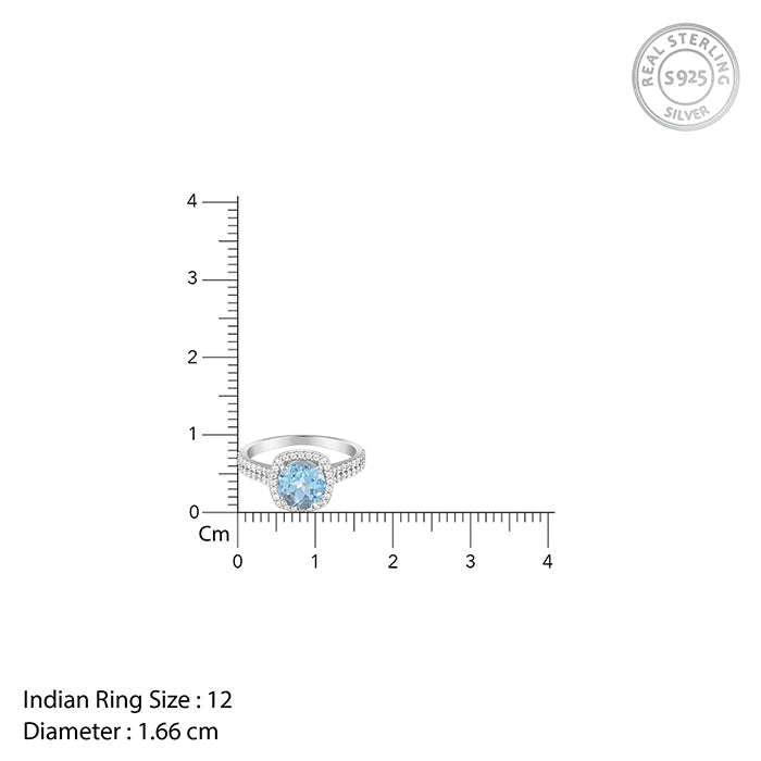Silver Glowing Blue Topaz Ring