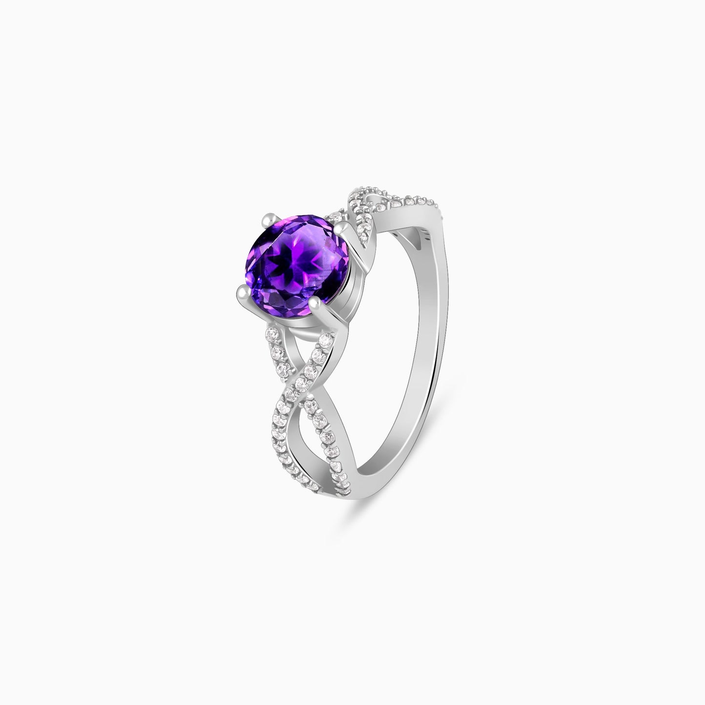 Silver Amethyst Wave Ring