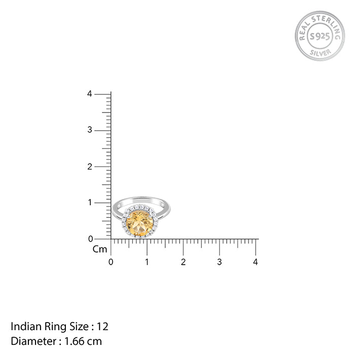 Silver Yellow Citrine Ring