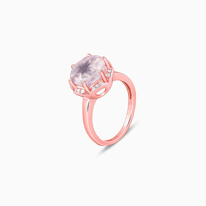 Rose Gold Bloom Rose Quartz Ring