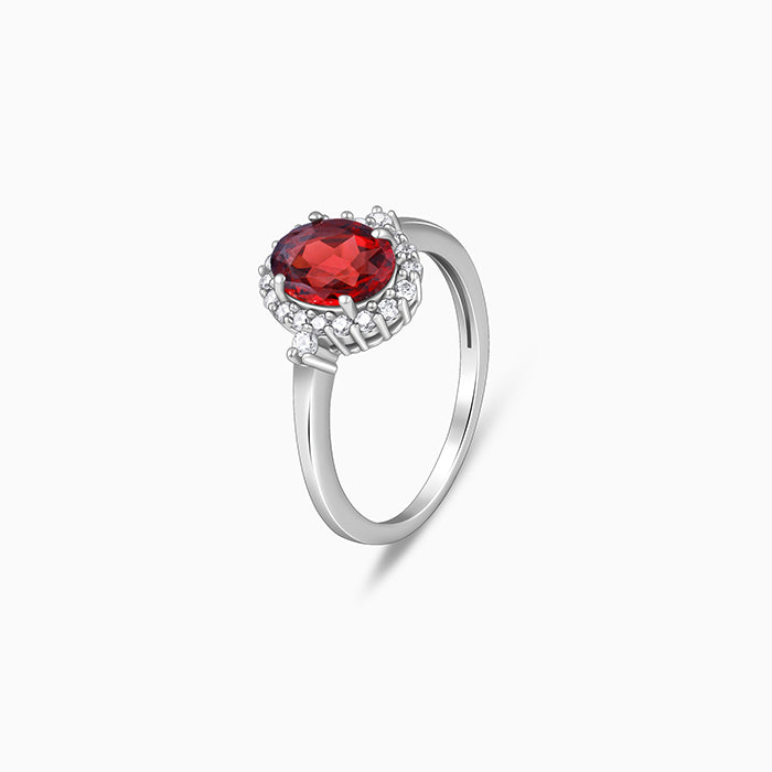 Silver Garnet Ring
