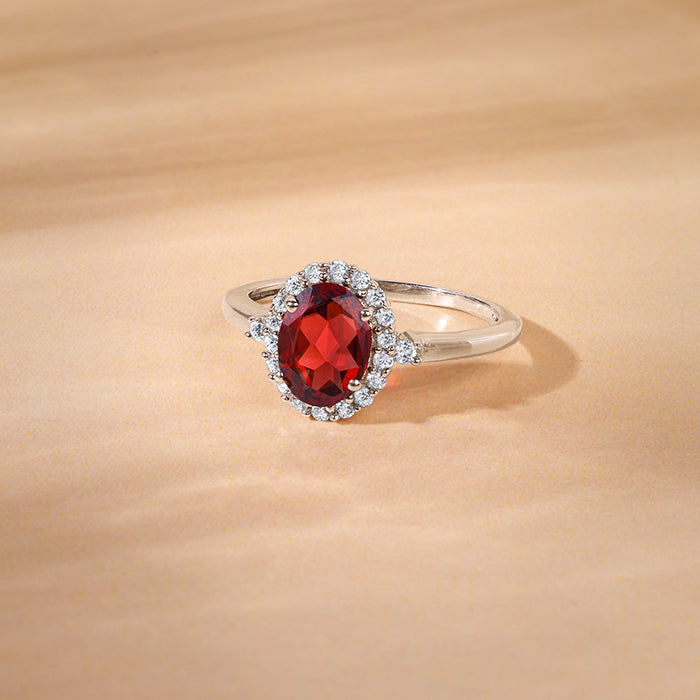Silver Garnet Ring