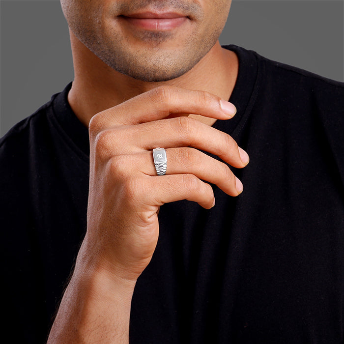 Silver Titan Square Ring For Him