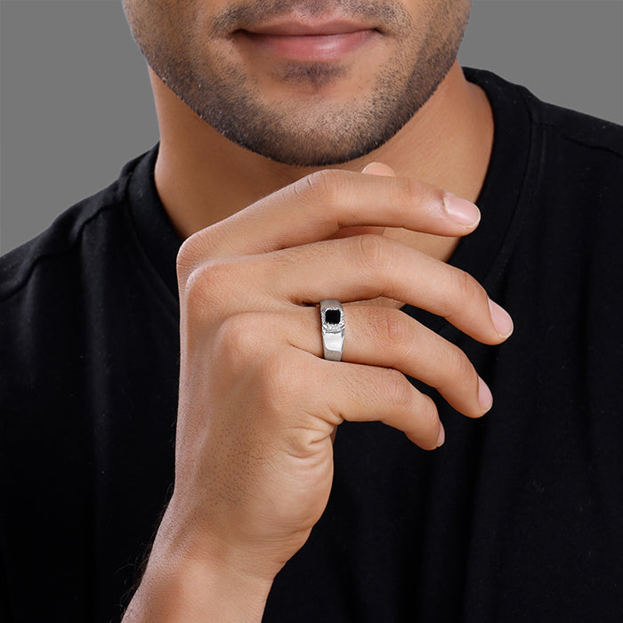 Silver Asphalt Ring For Him