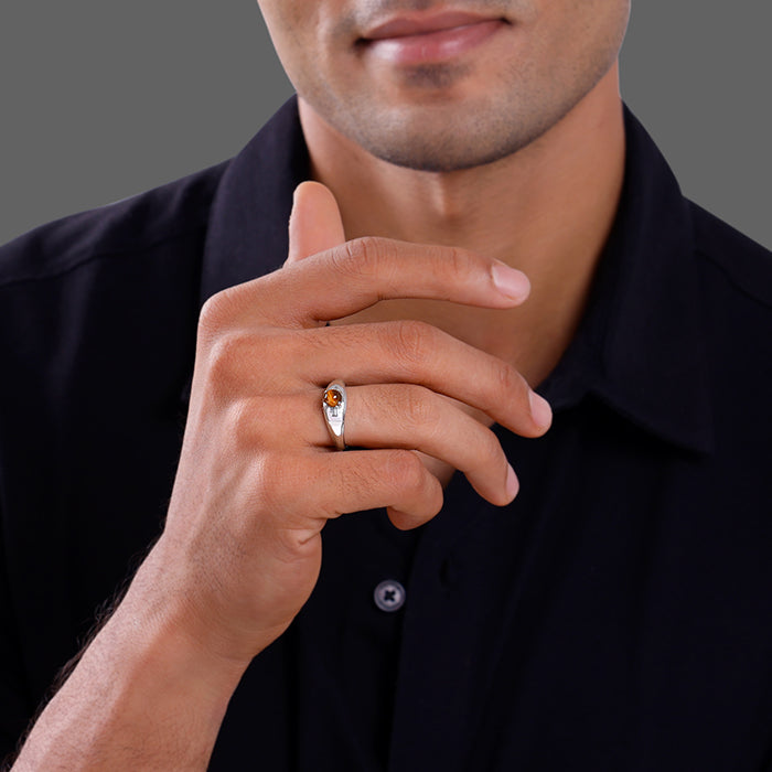 Silver Tiger Eye Ring For Him