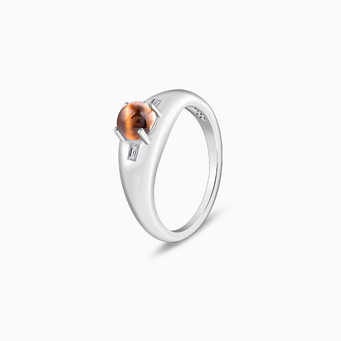 Silver Tiger Eye Ring For Him