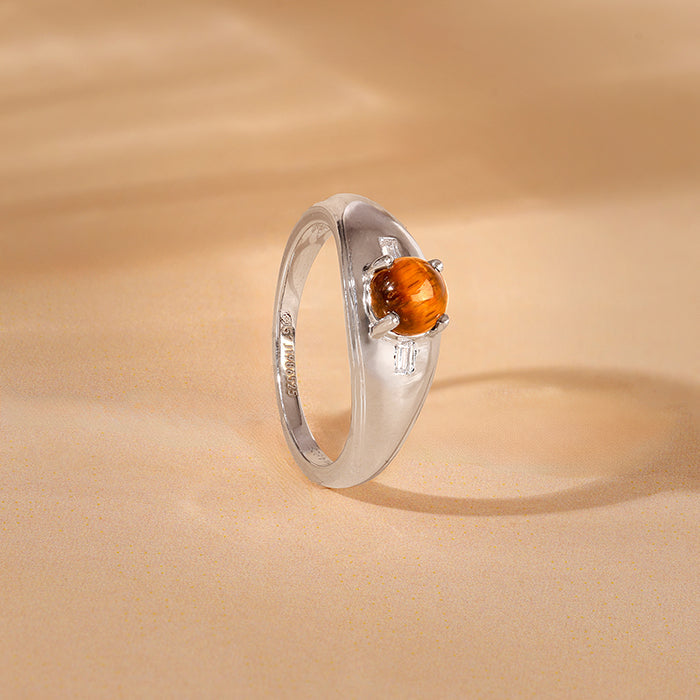 Silver Tiger Eye Ring For Him