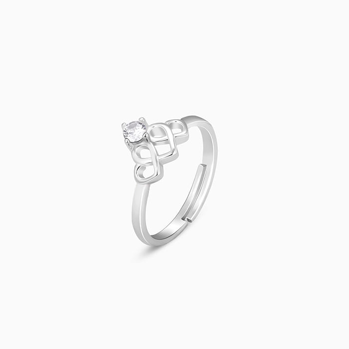 Chahat's Silver Crowning Heart Ring