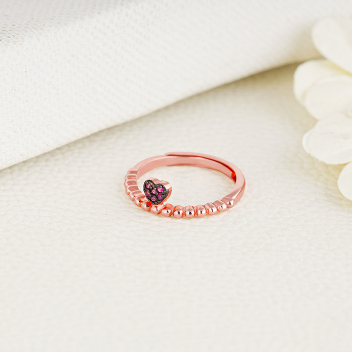 Rose Gold Red Hearts Ring