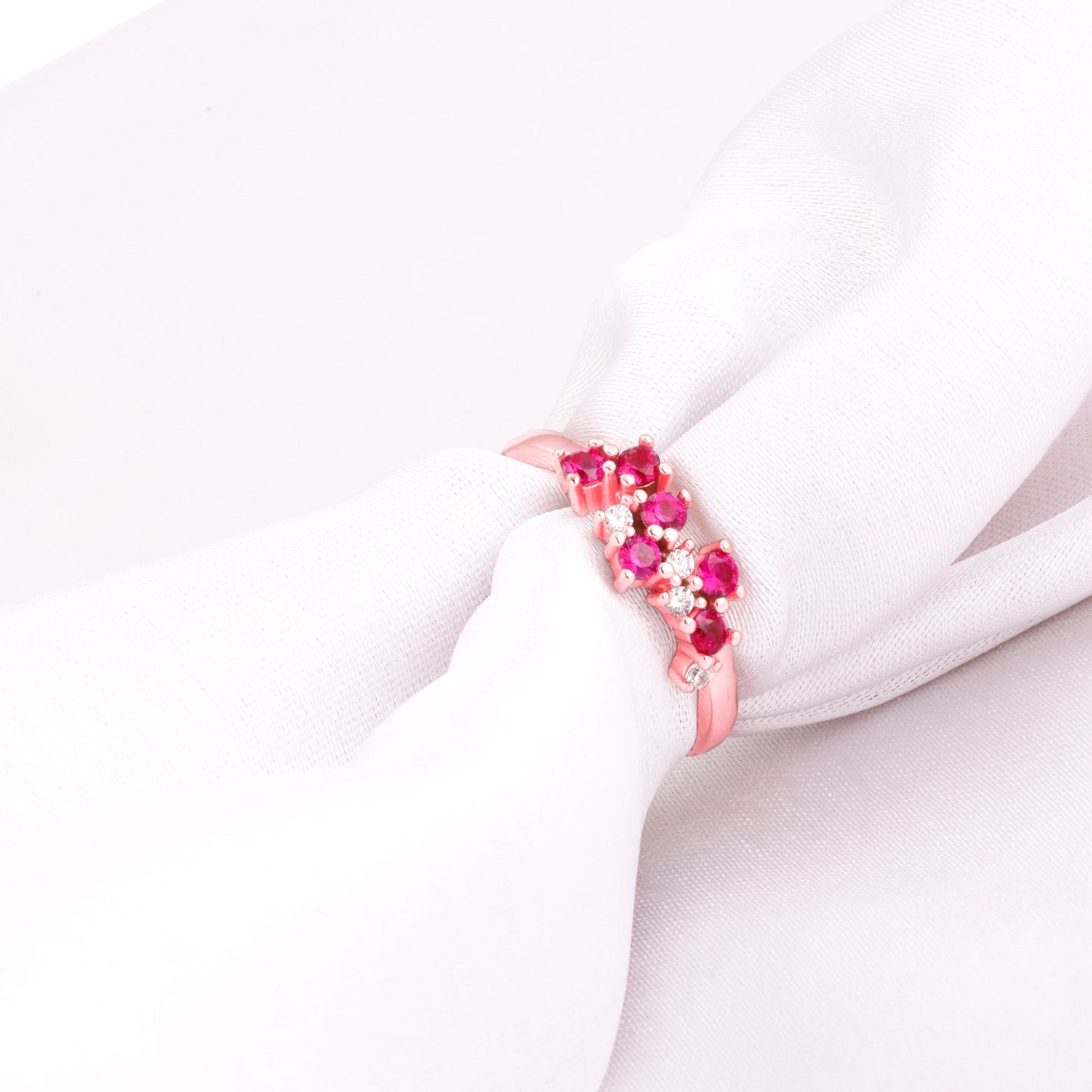 Rose Gold Pink and White Waves Ring
