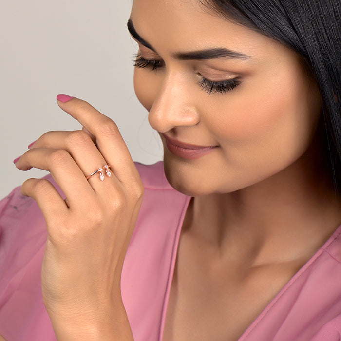 Rose Gold Zircon Quartet Ring