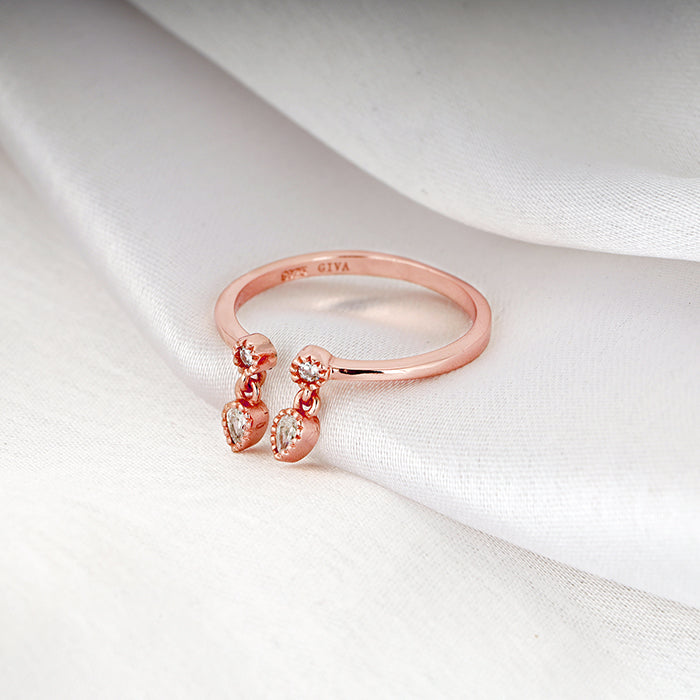 Rose Gold Zircon Quartet Ring