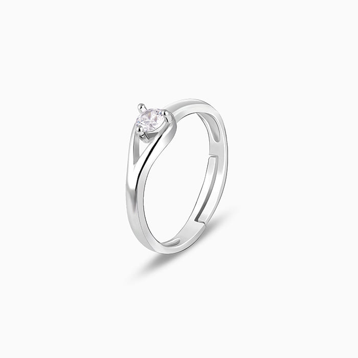 Silver Pear Hoop Ring