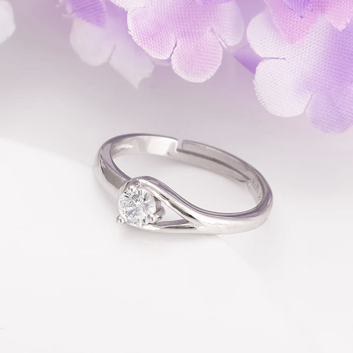 Silver Pear Hoop Ring