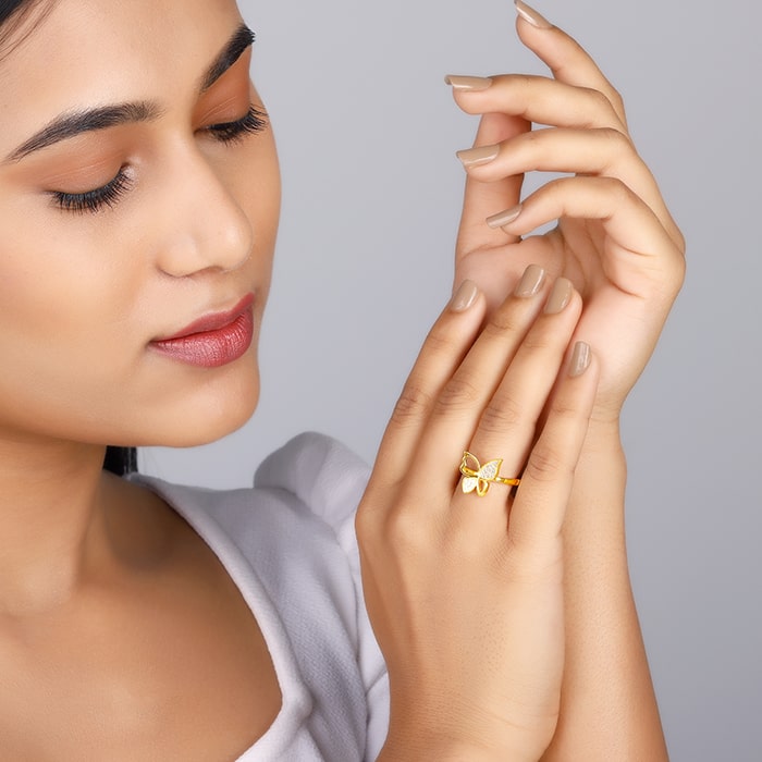 Golden Butterfly Bloom Ring