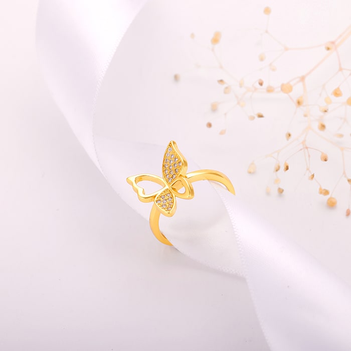 Golden Butterfly Bloom Ring