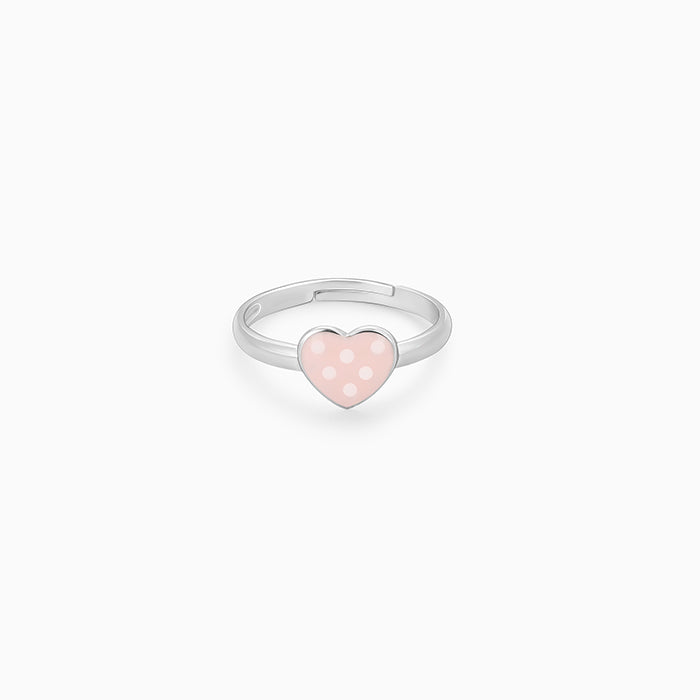 Silver Baby Pink Love Kids Ring